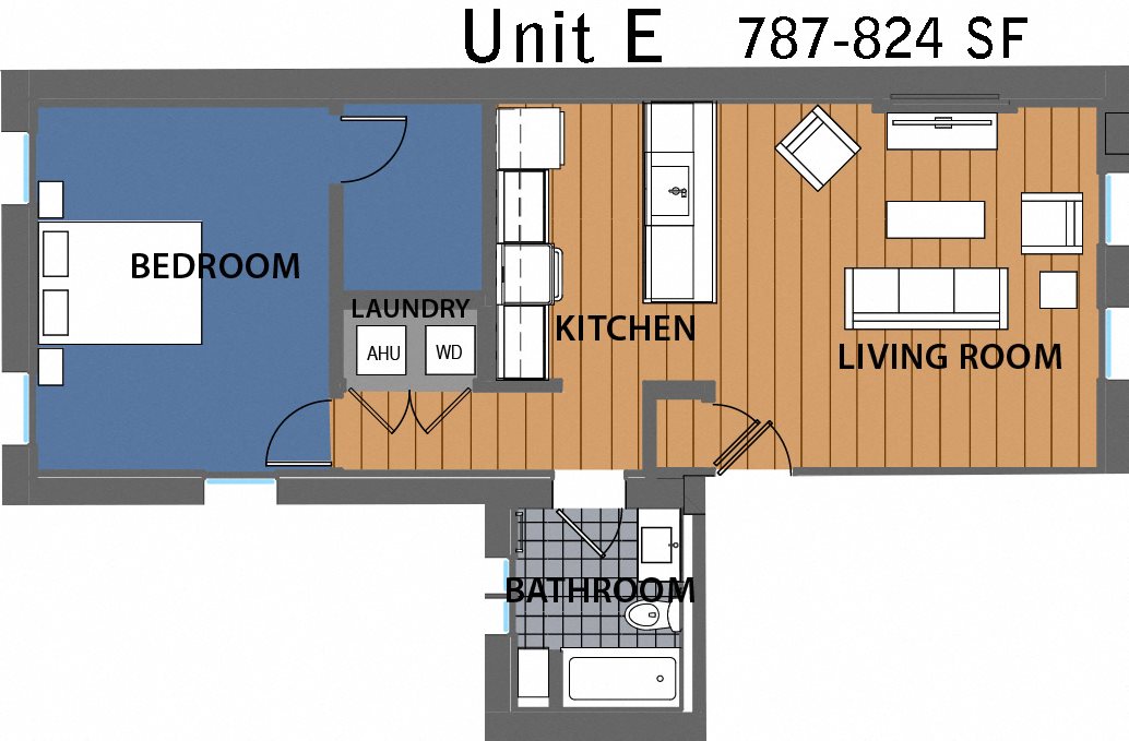 1 Bedroom 1 Bath Style E_2D Floorplan_Columbia Flats Apartments, Cincinnati, OH 1 Bedroom 1 Bath Style E_2D Floorplan_Columbia Flats Apartments, Cincinnati, OH
